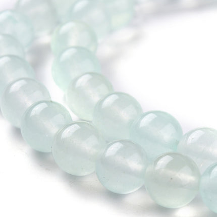 Pale Turquoise Jade Beads – 8mm Round Dyed White Jade Strand, for Jewelry Making