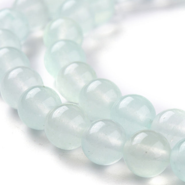 Pale Turquoise Jade Beads – 8mm Round Dyed White Jade Strand, for Jewelry Making