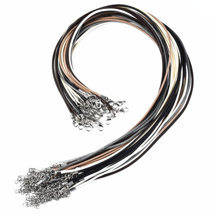 Waxed Cord Necklace Strands – Mixed Color with Platinum Iron Clasp & Extender Chain