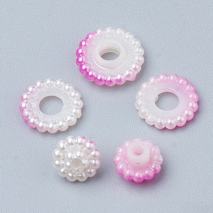 Rainbow Gradient Mermaid Pearl Beads – Round Magenta Berry Style Acrylic Strand