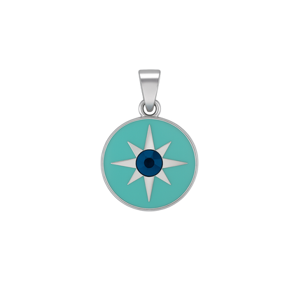 Enamel Evil Eye Star Center Pendant - Pink or Blue Protection Charm for DIY Jewelry