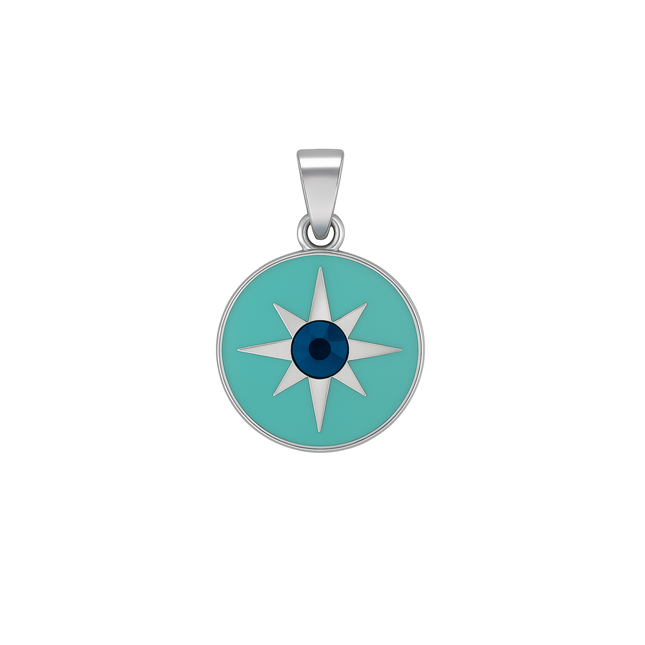 Enamel Evil Eye Star Center Pendant - Pink or Blue Protection Charm for DIY Jewelry