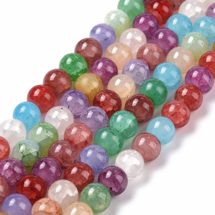 Crackle Glass Bead Strand – Round 8–8.5mm Mixed Colours