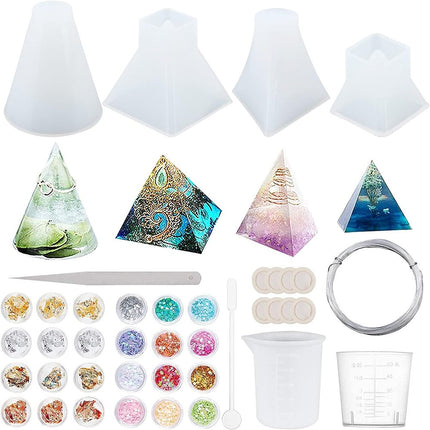 DIY Resin Craft Kit – Silicone Molds, Glitter Powder, Gold & Silver Foil, Tools Set