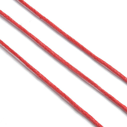 Waxed Cotton Cord – Multi‑Ply Round Macramé String, 1 mm, Red (6.8 m Roll)