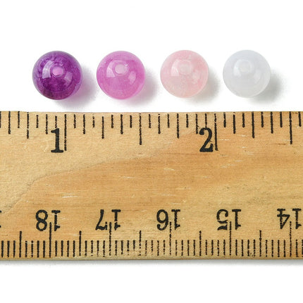 Round Imitation Cat Eye Resin Beads with Glitter – 8mm, 4 Colours, Mixed Purple & Pink Tones, Boxed Set