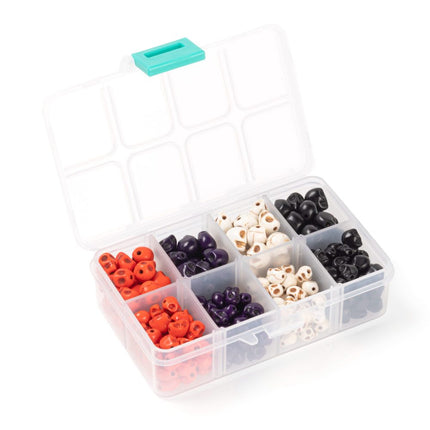 280pcs Dyed Synthetic Turquoise Skull Beads – 2 Sizes, Mixed Colors for DIY Jewelry