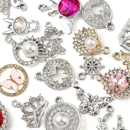 Alloy Rhinestone Pendants, Mixed Shapes, Mixed Color