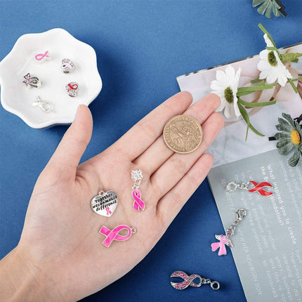 Awareness Ribbon Alloy Pendants – 11 Mixed‑Style Charms, Multi‑Color, 11pcs Set