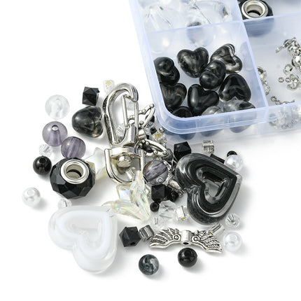 DIY Mobile Phone Strap Making Kit – Alloy, Glass & Acrylic Beads, Black Set
