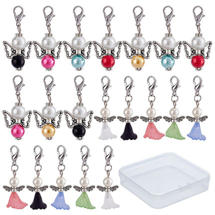 Angel Charms Set – Acrylic & Alloy Pendants with Glass and Metal Beads, Mixed Colors, 5pcs