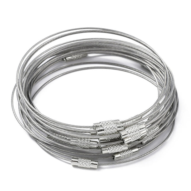 Steel Wire Bracelet Cords – Durable Jewelry Base with Alloy Screw Clasp & Ring