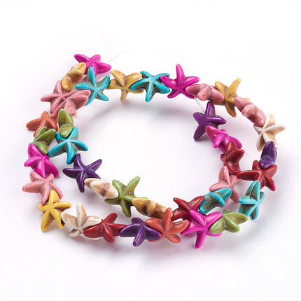 Synthetical Turquoise Starfish Beads – Mixed Colours, 14mm, ±36–38pcs Strand