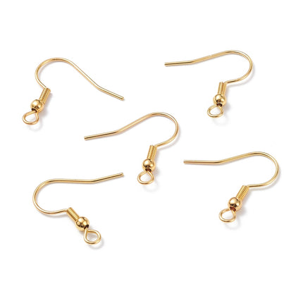 304 Stainless Steel Earring Hooks – Horizontal Loop, Real 18K Gold Plated for DIY Jewelry