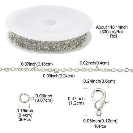 DIY Chain Bracelet & Necklace Kit – Brass Heart Link Chains, Jump Rings & Platinum Lobster Clasps