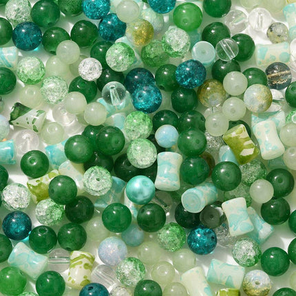 Mixed Style Glass Beads – Round Dark Green Strands for DIY Jewelry Making
