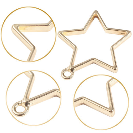 Rack Plating Alloy Open Back Bezel Pendants, For DIY UV Resin, Epoxy Resin, Pressed Flower Jewelry, Mixed Shape, Mixed Color, 30pcs/set
