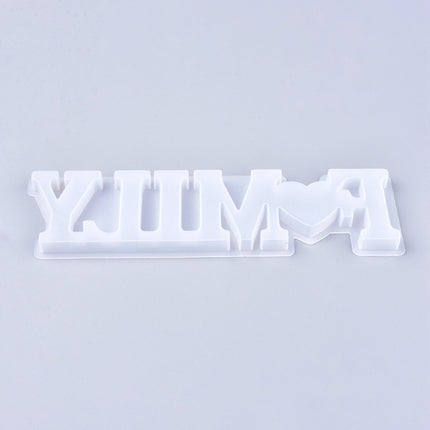 DIY Word Family Silicone Molds – Resin Casting Molds for UV/Epoxy Resin, White, 258×71×13mm