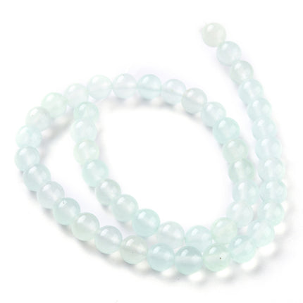 Pale Turquoise Jade Beads – 8mm Round Dyed White Jade Strand, for Jewelry Making