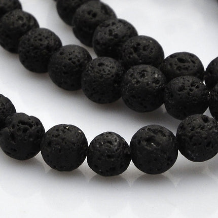 Natural Lava Rock Round Bead Strands – Black, 5.5–6.5mm, ~61pcs Strand, 39.9cm