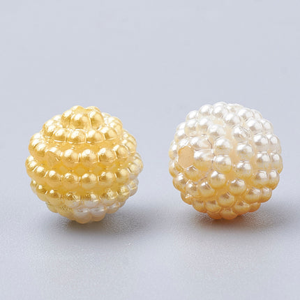 Yellow Gradient Mermaid Pearl Beads – Round Buttercup White Style Acrylic Strand