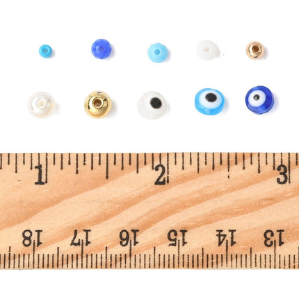 Mixed Bead Set – 150 Resin Evil Eye Beads, 600 Glass Beads, Seed Beads, CCB Beads & Imitation Pearls, Multi‑Colour Jewelry Making Kit