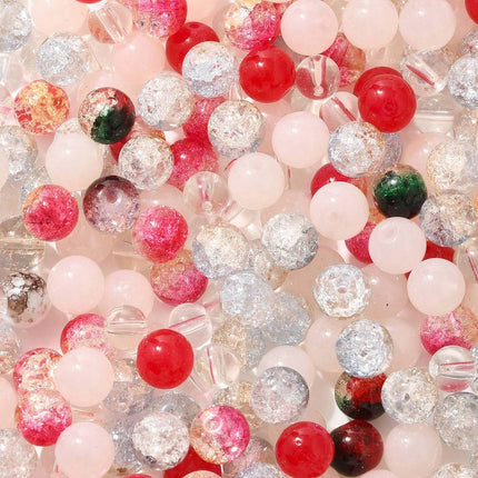 Mixed Style Glass Beads – Round Misty Rose, 8–10 mm