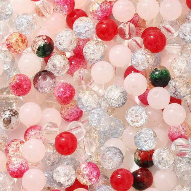 Mixed Style Glass Beads – Round Misty Rose, 8–10 mm