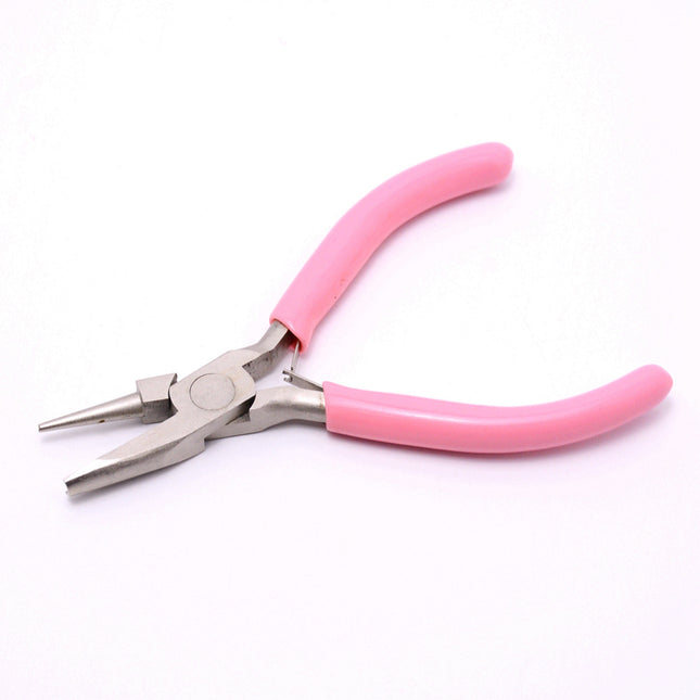 45# Carbon Steel Round Concave Pliers – Jewelry Making Tool with Pink Handle