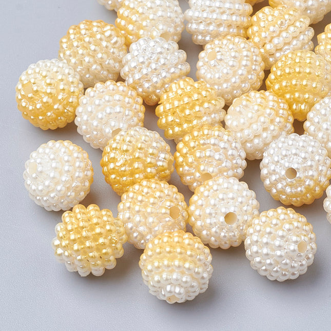 Yellow Gradient Mermaid Pearl Beads – Round Buttercup White Style Acrylic Strand