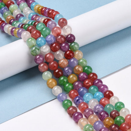 Crackle Glass Bead Strand – Round 8–8.5mm Mixed Colours