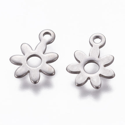 304 Stainless Steel Flower Charms – Tarnish Resistant, Stainless Steel Color for DIY Jewelry