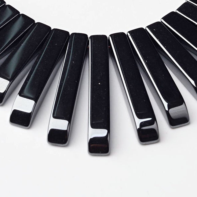 Grade AAA Synthetic Hematite Rectangle Beads – Non‑Magnetic, Black