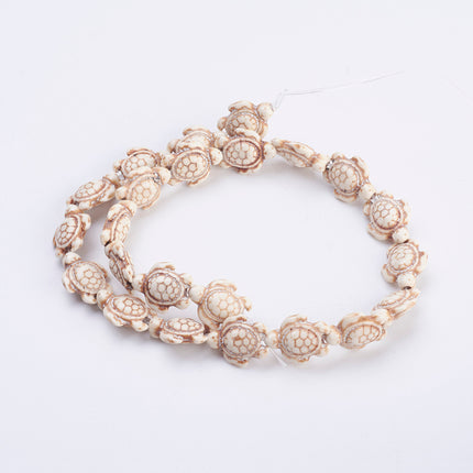 Synthetic Turquoise Turtle Bead Strand – Dyed &amp; Heated, Antique White