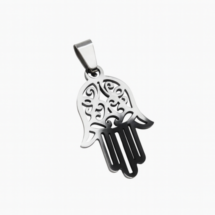 Stainless Steel Hamsa Hand Pendant – 40×21mm Protective Cut‑Out Charm for DIY Jewelry Making