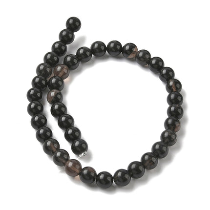 Natural Ice Obsidian Beads – 10mm Round Black Gemstone Strand