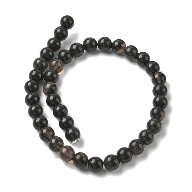 Natural Ice Obsidian Beads – 10mm Round Black Gemstone Strand