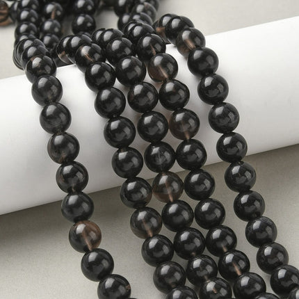 Natural Ice Obsidian Beads – 10mm Round Black Gemstone Strand