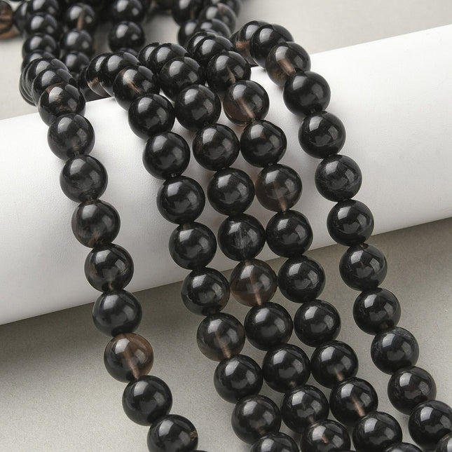 Natural Ice Obsidian Beads – 10mm Round Black Gemstone Strand