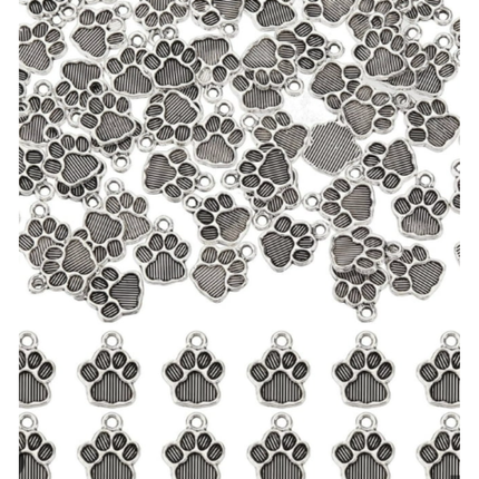 Mini Paw Print Charm – Silver Alloy, 1.2cm x 1.5cm for Jewelry & Crafts