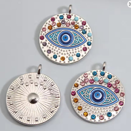 Evil Eye Enamel Charms – 30x25mm Zinc Alloy Pendants for Necklaces, Keyrings & DIY Jewelry