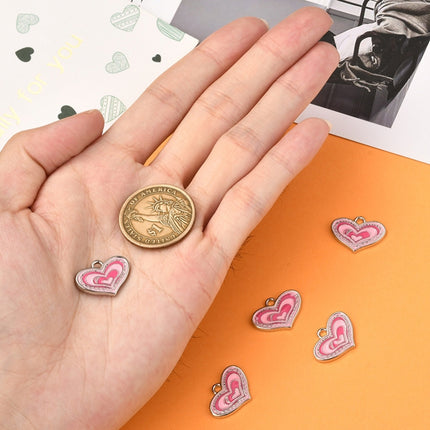 Pink Enamel Heart Charm Pendant – Platinum Alloy, Perfect for Mother’s Day Jewelry