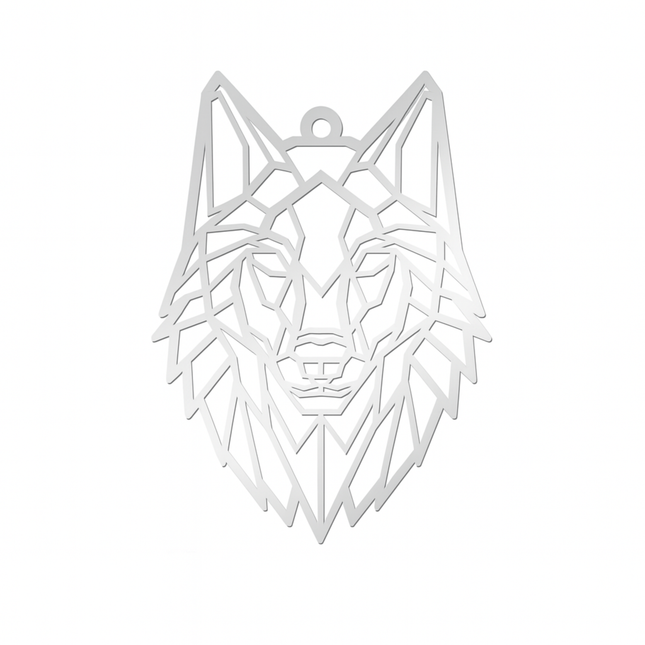Wolf Cutout Stainless Steel Pendant – 30×42mm Animal Totem Charm for DIY Jewelry Making