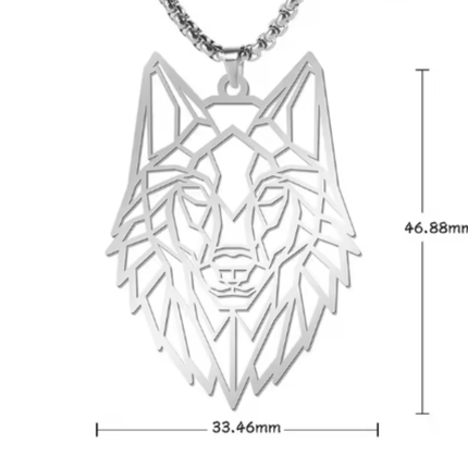 Wolf Cutout Stainless Steel Pendant – 30×42mm Animal Totem Charm for DIY Jewelry Making